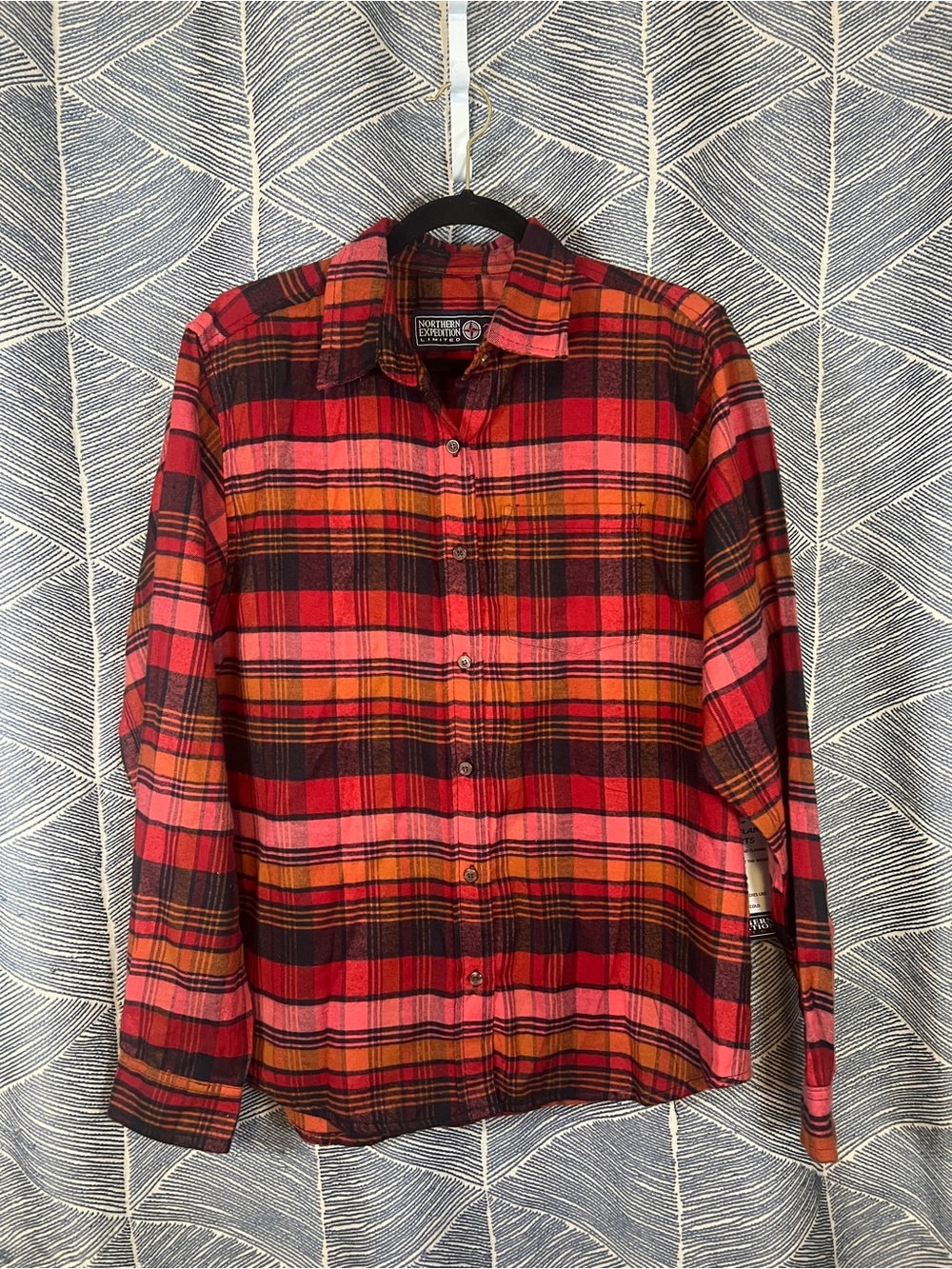 Northern Expeditions Red and Orange Plaid Button-Down Shirt 2X NWT